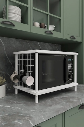 Mikrodalga Dolabı Beyaz B.d, Baharatlık, Iki Raflı Düzenleyici, Tezgah Üstü Raf Beyaz