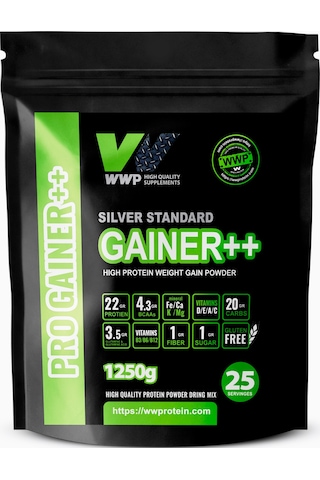 Wwp Pro Gainer++ Silver Standard 1250g Çilek Aromalı. Çilek