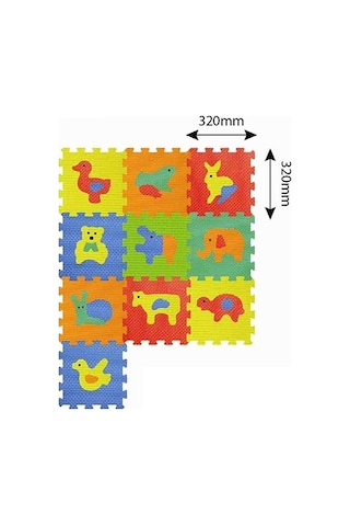 Baby Toys STT-1001B3_Hayvanlar Eva 10 Parça Bebek Puzzle Oyun Matı Yer Karosu