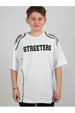 Çocuk Streeters Yazılı Pamuklu Oversize T-shirt-16015 Beyaz