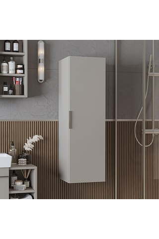 Likya Banyo Dolabı Mat Mdflam 114 Cm Banyo Boy Dolabı Kumtaşı
