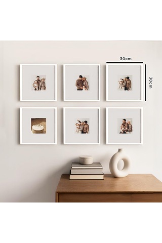 Sök-tak Beyaz Fotoğraf Çerçeve Seti 6 Adet 30x30cm