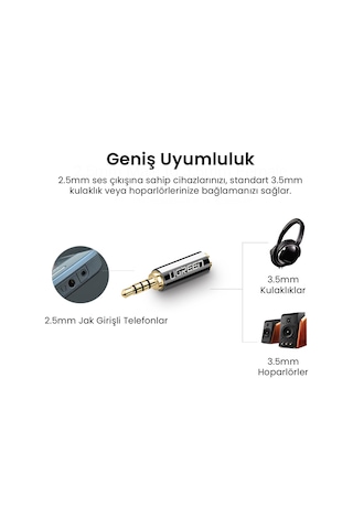 Ugreen 2.5 Mm To 3.5 Mm Jack Dönüştürücü, 20501