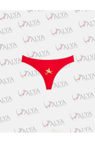 Alya Underwear Yeni Yıl Temalı Baskılı String, Kırmızı Tanga Külot Aşk Tanrısı Tekli Paket Kırmızı At Baskılı