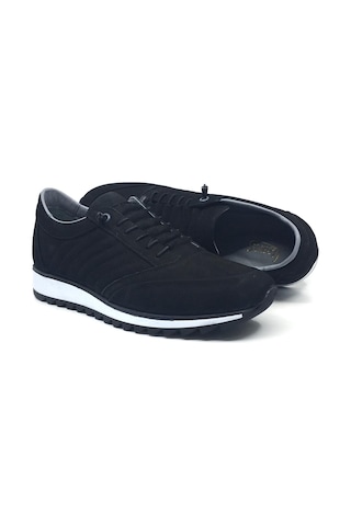 Lisans Shoes %100 Hakiki Nubuk Deri Ortopedik Erkek Günlük Yazlık Akıllı Bağcıklı Ayakkabı 39-45 Siyah Nubuk