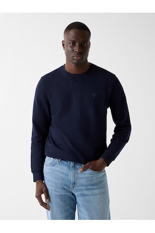 Guess M6rq08kcn01 Cn Ls Basic Erkek Sweatshirt Lacivert