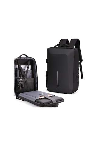 Fastbuy Lenovo Laptop Sırt Çantası Siyah, Sert Kabuk Hırsızlık Önleyici Siyah