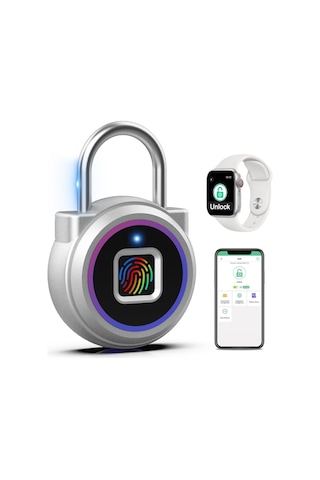 Parmak İzi Asma Kilidi, Soyunma Bluetooth, Mobil Uygulama, Anahtarsız Biyometrik Akıllı Asma Kilit, Suya Dayanıklı,