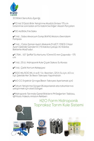 Topraksız Tarım Kule Sistemi -10 Katlı 30 Bitkili Hidroponik Kule
