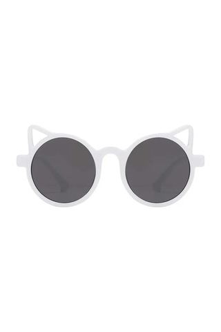 Dabify Beyaz Kemik Çerçeve Kedi Tasarım Vintage Retro Unisex Çocuk Güneş Gözlüğü