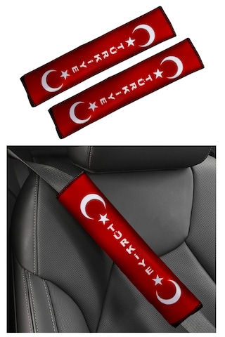 Türk Bayrak'lı Boyun Yastığı & Emniyet Kemer Kılıf Seti