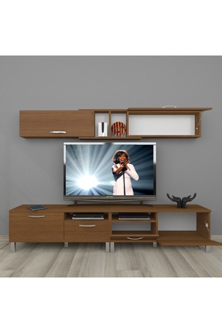 Decoraktiv Eko 5220 Mdf Krom Ayaklı Tv Ünitesi Tv Sehpası Ceviz