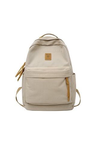 Suofeng Kadınlar İçin Minimalist Renkli Kanvas Çanta, Üniversite-ön Lisans Öğrencileri İçin Büyük Kapasiteli, Dayanıklı Ve Pratik Sırt Çantası - Beyaz Bej