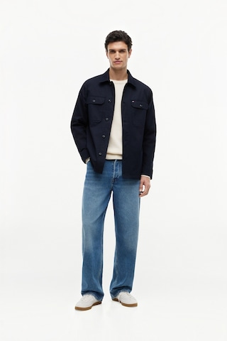 Tommy Hilfiger Cotton Blend Shırt Jacket Erkek Mavi Mont - Mw0mw43471