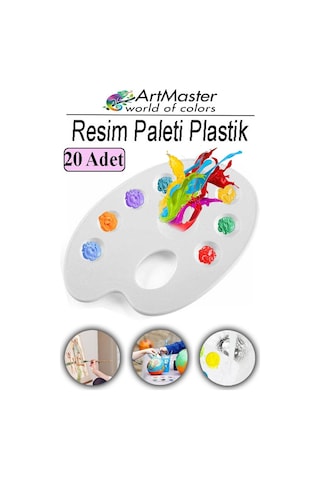 Resim Paleti 20 Adet Plastik Boyama Paleti Godeli Ressam Paleti Akrilik Boya Guaj Boya Suluboya Resim Yapma Boya Paleti