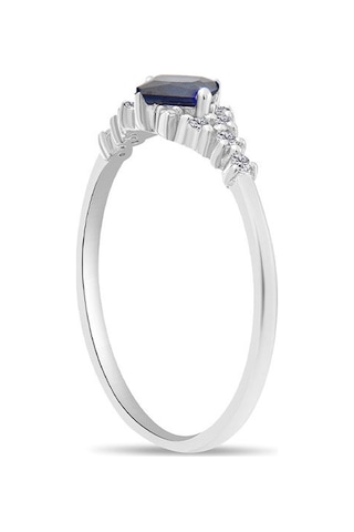 0.25 Karat Safir Pırlanta Yüzük - Hrd Sertifikalı Beyaz Altın