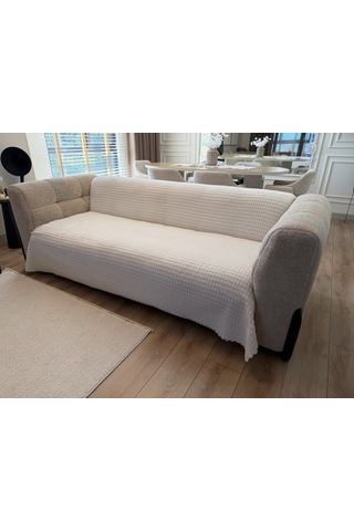 Kare Desen Süngerli Wellsoft Koltuk Örtüsü 170x215 Cm Krem