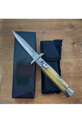 Knivox Akc Mandallı Kemik Kabze Auto Kamp Çakısı Kahverengi Knivox Akc Mandallı Kemik Kabze Auto Kamp Çakısı Kahverengi