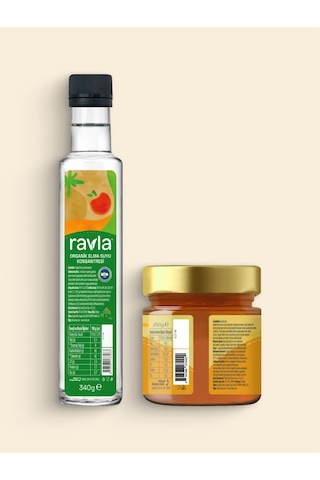 2'li Ürün - Ravla Organik Elma Suyu Konsantresi 340g / Çiçek Balı 250g