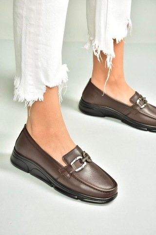 Fox Shoes T555081403 Kahverengi Hakiki Deri Günlük Kadın Ayakkabı Kahverengi-hakiki Deri