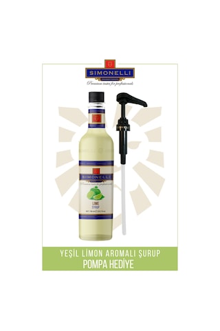Simoenlli Kahve Şurubu Lime Aromalı Şurup 700 ML + Pompa Simonelli