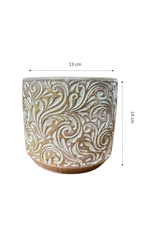 Bitki Tasarımı Ev Dekorasyon Gold Çiçek Desen Beton Saksı Çiçeklik Saksılık