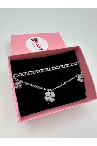 Xbaby Üç Yonca Şekilli Gümüş Renk Çelik Bileklik Gümüş