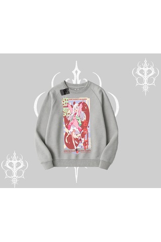 Startmore Biskilet Sweatshirt Madness Unleashed Anime Girl Baskılı Gri