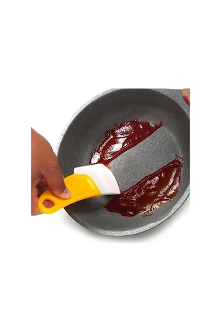 Prestigegoods Esnek Kalın Gres Spatula Kazıyıcı, Isıya Dayanıklı Ev Temizlik Aleti, 15x6.5cm, Sarı