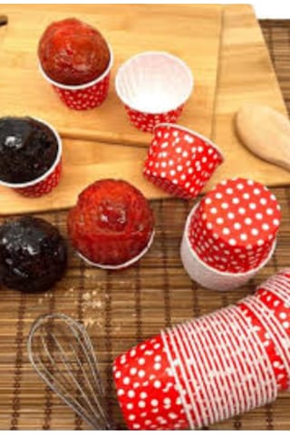 Kağıt Muffin Kek Kalıbı Puantiyeli Kırmızı