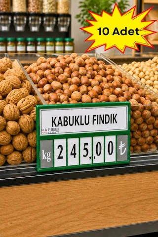 10 Adet - Fiyat Kasetlik Manav Kasap Şarküteri Etiketi Rakamlı Fiyatlık Ayaklı Büyük Boy 123x84 Mm Yeşil