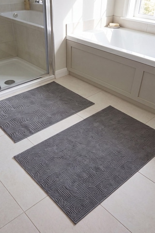 Raschel Carpet Premium Seri Özel Kaymaz Taban Banyo Paspası 2'li Set 50x60 Ve 60x100 Gri
