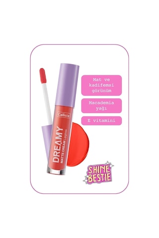Callista Dreamy Matte Cream Lipgloss Mat Görünümlü Dudak Parlatıcısı - 202 Sun - Turuncu