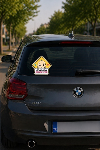 Arabada Bebek Var Oto Cam Stickerı 17x17 Cm Renkli Baby On Board Araç Stickerı Dijital Baskı