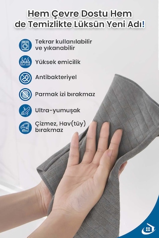 3 Renk İthal Mutfak Bezi Mikrofiber -yüksek Emici Havlu 40x40 Cm Mavi - Pembe - Gri