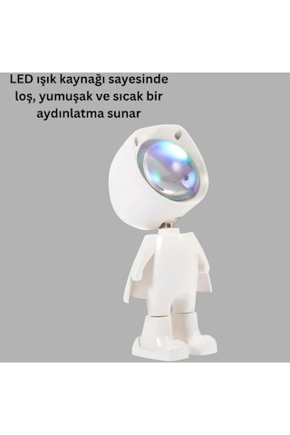 Gün Batımı Efekti Sunan Astronot Led Masa Lambası Yeni Nesil Renkli