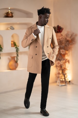 Paul Martin İtalyan Yaka Yünlü Kruvaze Kaşe Kaban Devetüyü