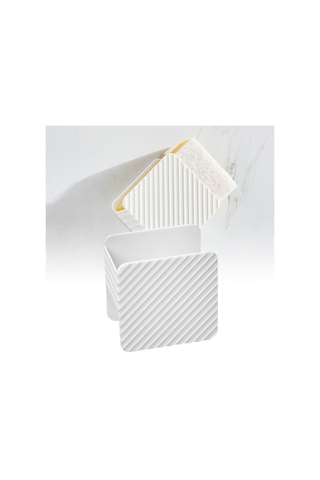 Shineyee Beyaz Duvar Montajlı Mutfak Aletleri Depolama Rafı - Delme Yok Kurulum, Suda Tüpü, Fırça Ve Çelik Teli Topları İçin, Su Akıtma Özelliği İle Hijyenik Korumalı Ps Malzeme Beyaz