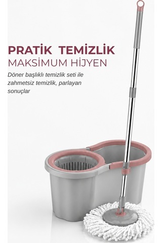 16lt. 360 Döner Başlıklı Temizlik Seti - Mikrofiber Mop Ve Kolay Sıkma Sistemi