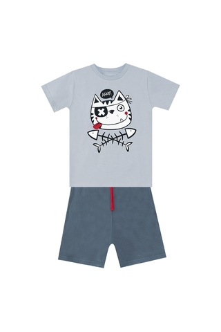 Denokids Ahoy Kedi Erkek Çocuk T-shirt Şort Takım Çok Renkli
