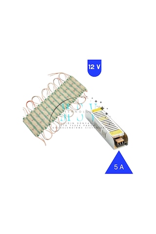12 Volt 1.5 Watt 3 Lensli 10 Adet Yeşil Işık Modül Ve 5 Amper Slim Trafolu Set