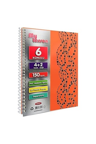Tokaç U4 4+2 150 Ypr A4 Spr. Ayraçlı Defter 4 Kareli 2 Çizgili