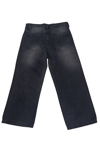 Kız Çocuk Parlak Taş Modelli Beli Lastik Ayarlamalı Fermuar Kapamalı Siyah Kot Pantolon 2922 Siyah