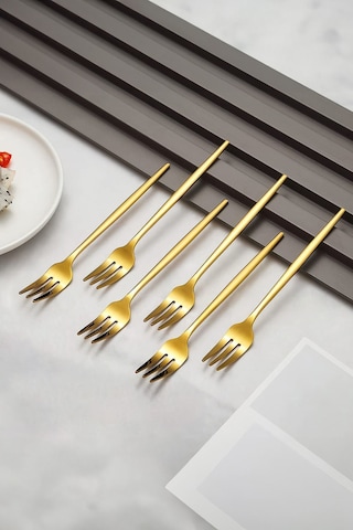 410 Çelik 12 Adet Gold Renk Tatlı Ve Meyve Çatalı Cin611sr-12 Altın