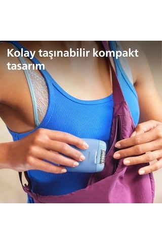 Epilasyon Cihazı, Taşınabilir Kompakt Tasarım, Led Işıklı Yıkanabilir Başlık, Masaj Ve Tıraş Başlığı, Peeling Eldiveni Hediyeli, 4 Haftaya Kadar Pürüzsüzlük, Açık Mavi Renk, Bre247/05