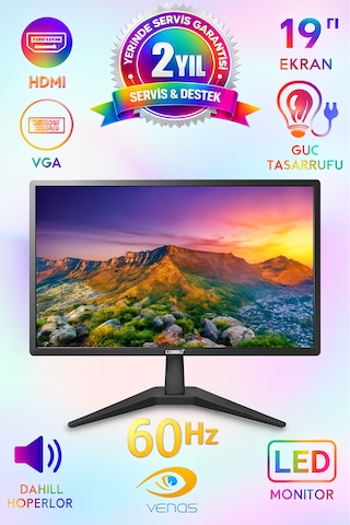 19 Dahili Hoparlörlü 60 Hz Led Monitör