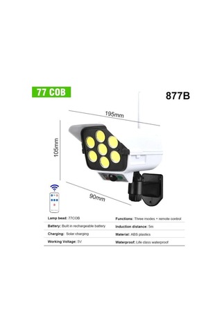 4 Adet Güneş Enerjili Sokak Lambası Sahte Kamera Solar Bahçe Lambası Solar Armatür 3mod 77 Led