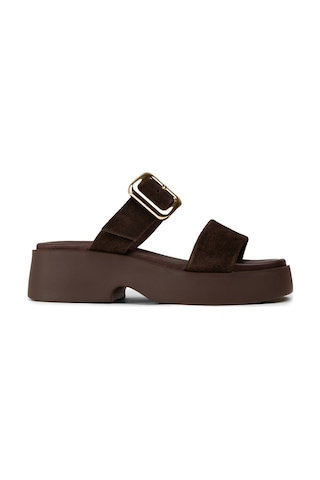 Deery Kadın Hakiki Süet Kahverengi Platform Sandalet - L2506zkhvp01