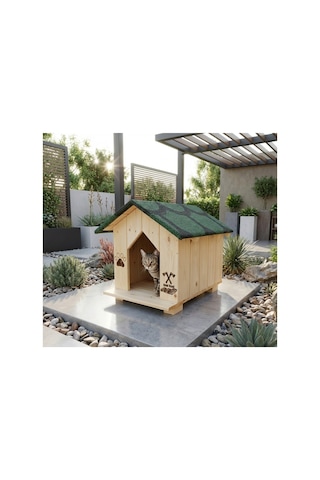 Woodcolor Premıum Doğal Ahşap Kedi Evi Dış Mekan Kedi Kulübesi Yağmur Geçirmez - 785647301