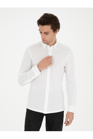 Cacharel Beyaz Slim Fit Pamuk Karışımlı Gömle 15841036